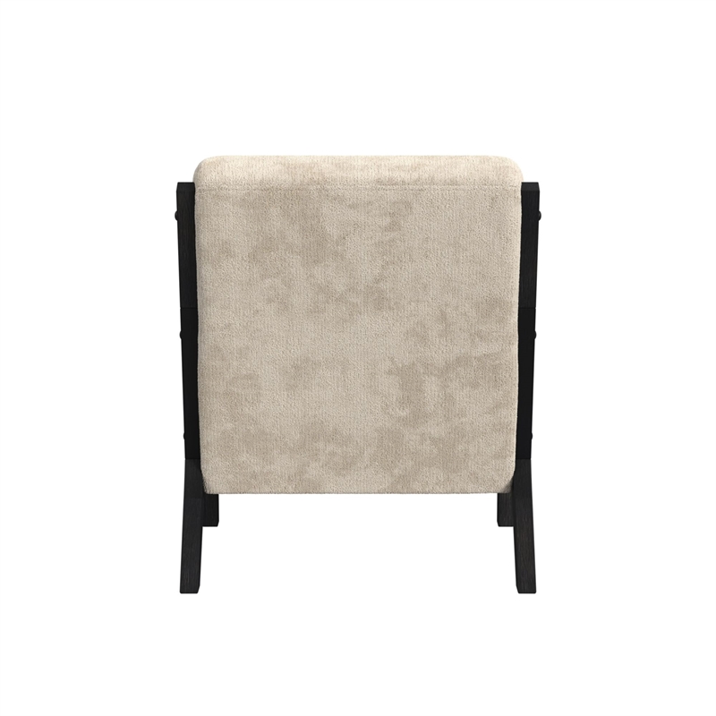 Freya Chair with kidney pillow in Langley Cream and Brushed Espresso Finish