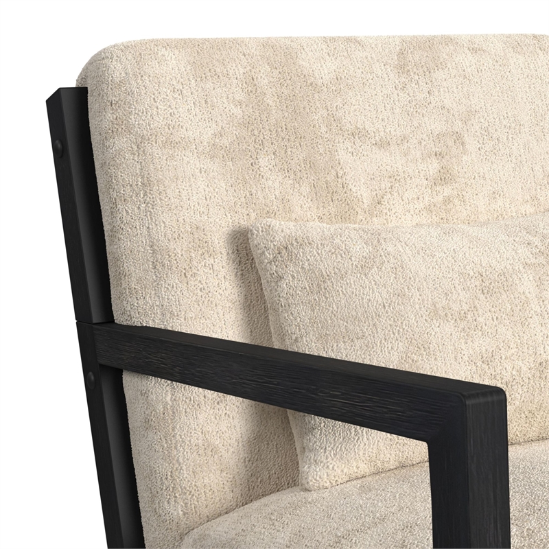 Freya Chair with kidney pillow in Langley Cream and Brushed Espresso Finish