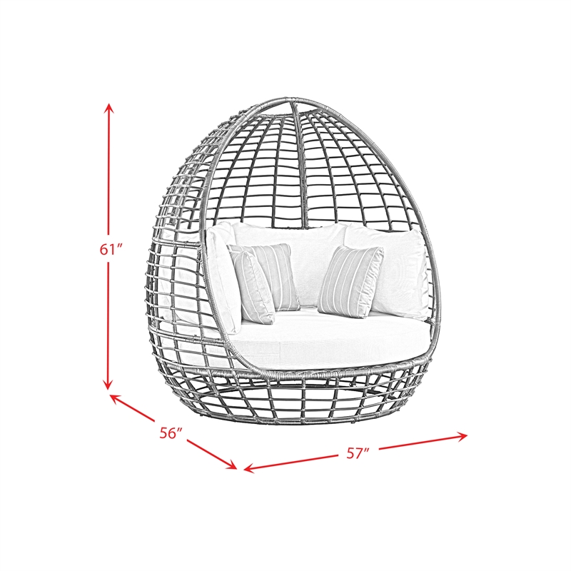 Fresca Twin Egg Chair Dark Grey and Olefin Beige with 3 Pillows