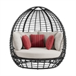 Fresca Twin Egg Chair Dark Grey and Olefin Beige with 3 Pillows