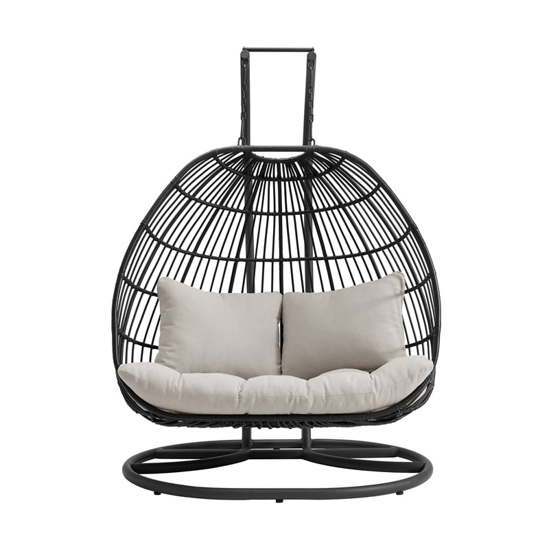 Fresca Double Swing Chair Complete Dark Grey and Olefin Beige