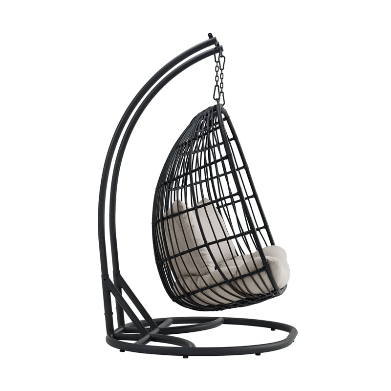 Fresca Double Swing Chair Complete Dark Grey and Olefin Beige