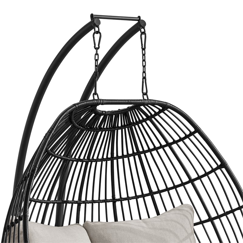 Fresca Double Swing Chair Complete Dark Grey and Olefin Beige