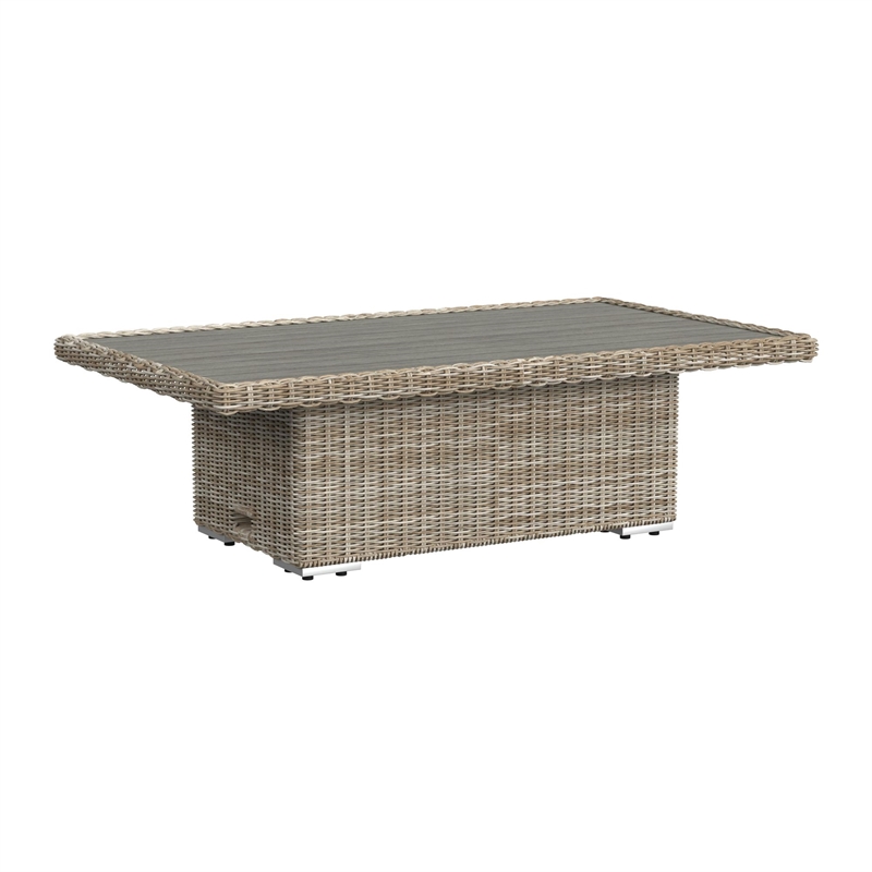Flora  6PC Conversion Set in Natural and Olefin Beige with Ottoman