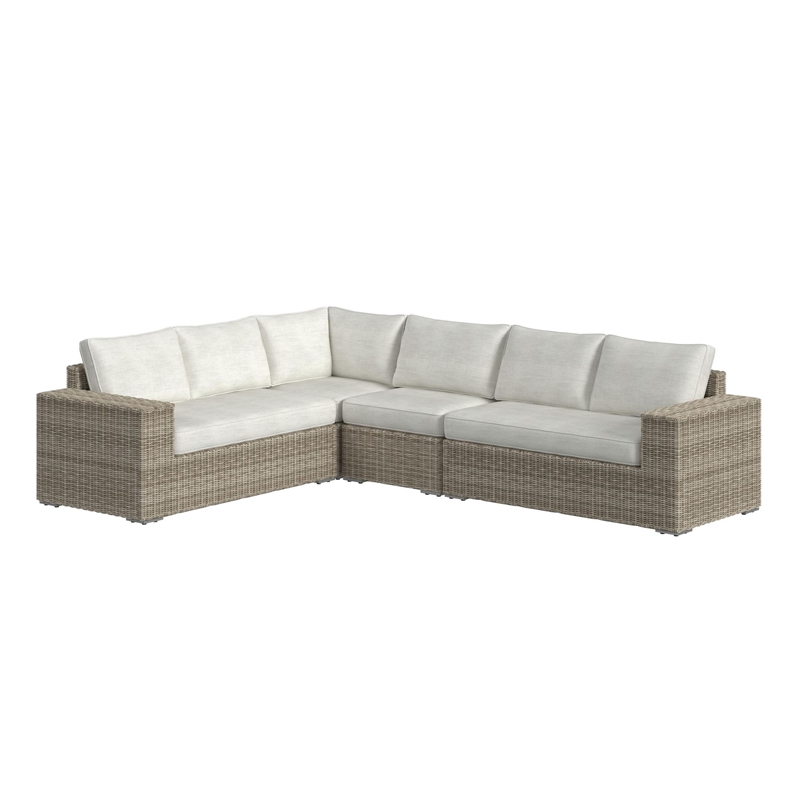 Flora  6PC Conversion Set in Natural and Olefin Beige with Ottoman