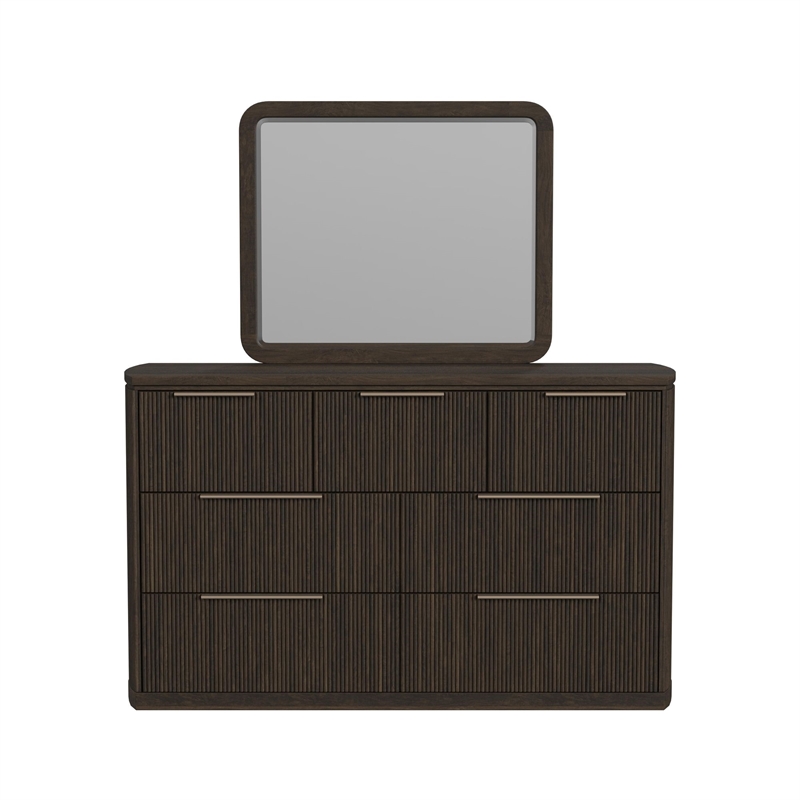 Picket House Furnishings Sutton Dresser and Mirror Set in Dark Brown