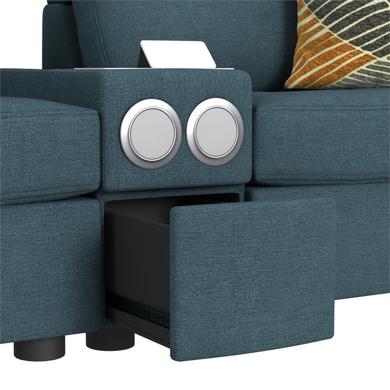 Harleigh 8PC Living Room Set in Palmer Plus Teal with Media Console