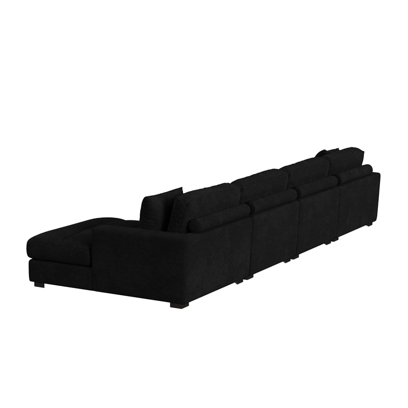 Mesa 4PC Sectional Set with RHF Chaise in Steno Black