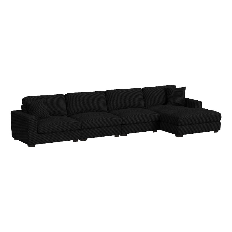 Mesa 4PC Sectional Set with RHF Chaise in Steno Black