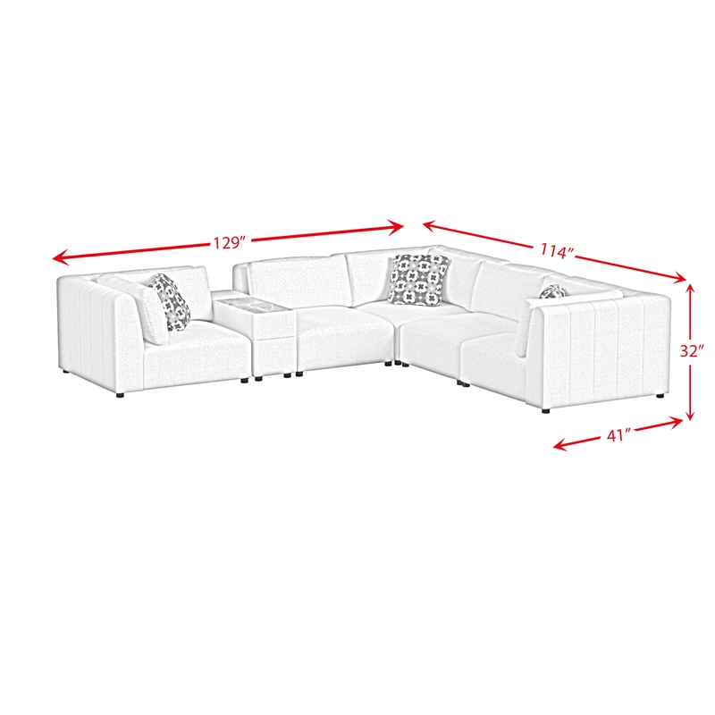 Picket House Furnishings Frida 6PC Modular Set in Olefin Beige