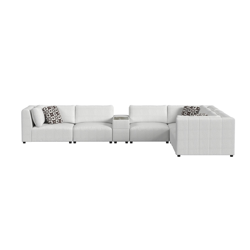 Picket House Furnishings Frida 7PC Modular Set in Olefin Beige with Pillows