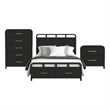 Woodridge Full Storage 3PC Bedroom Set in Black with Grain