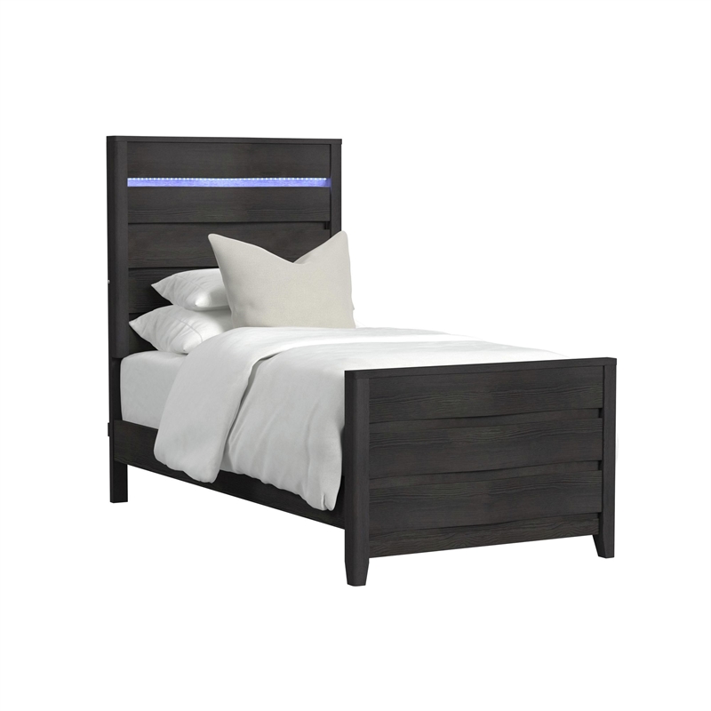 Chett Twin 5PC Bedroom Set with LED in Black
