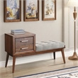 Picket House Furnishings Zuma Bench with Grey Fabric in Walnut