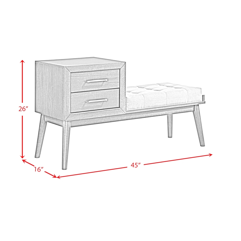 Picket House Furnishings Zuma Bench with Grey Fabric in Walnut