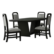 Woodridge 5PC Dining Set in Black with Grain Table and 4Grey Fabric Chairs