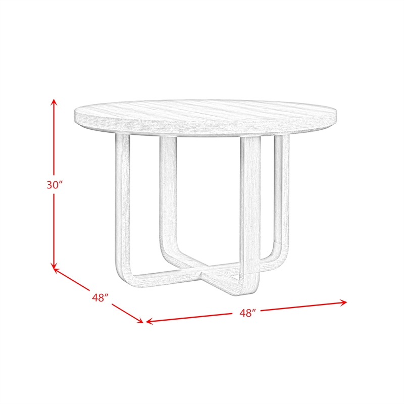 Woodridge 5PC Dining Set in Black with Grain Round Table and Four White Chairs