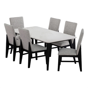 Megan 7PC Standard Height Dining Set in Black Table and Six Chairs
