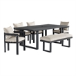 Fresca 6PC Standard Height Dining Set in Dark Grey Table  Four Chairs and Bench