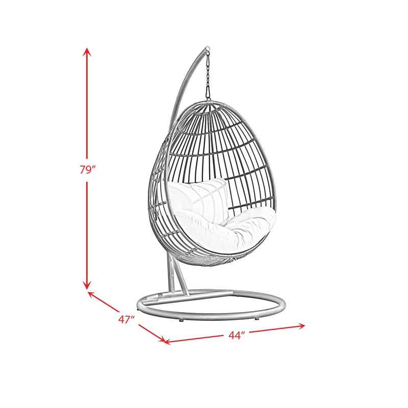 Fresca Swing Egg Chair with Base and Pillar Dark Grey and Olefin Beige