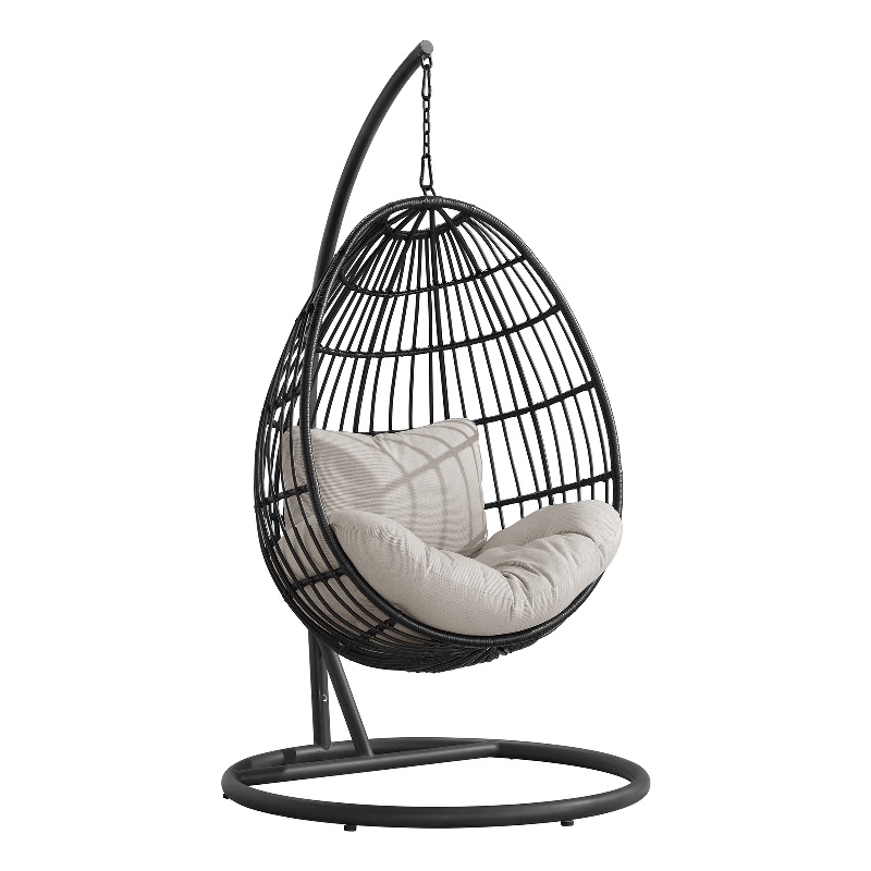Fresca Swing Egg Chair with Base and Pillar Dark Grey and Olefin Beige