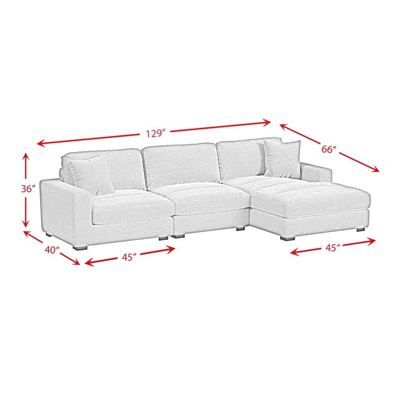 Mesa 3PC Sectional Set with RHF Chaise in Steno Black
