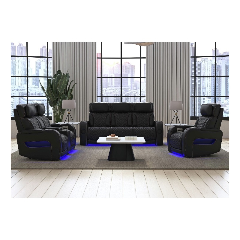 Picket House Furnishings Ascend P3 Recliner w/ wireless charger pocket in Black