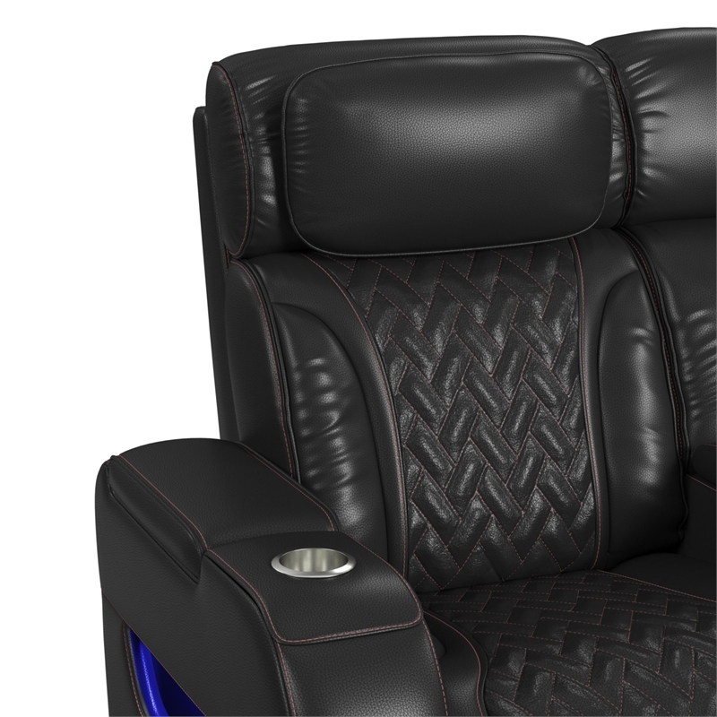 Picket House Furnishings Ascend P3 Loveseat w/  wireless charger pocket in Black