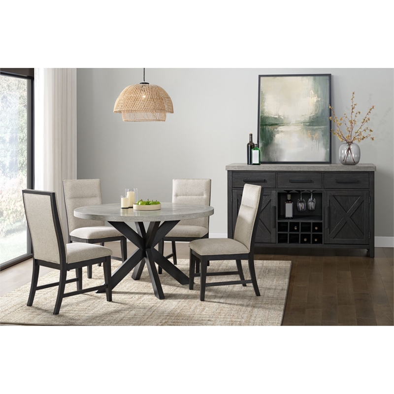 Picket House Furnishings Edge Dining Chair with Light Grey/Espresso (Set of 2)