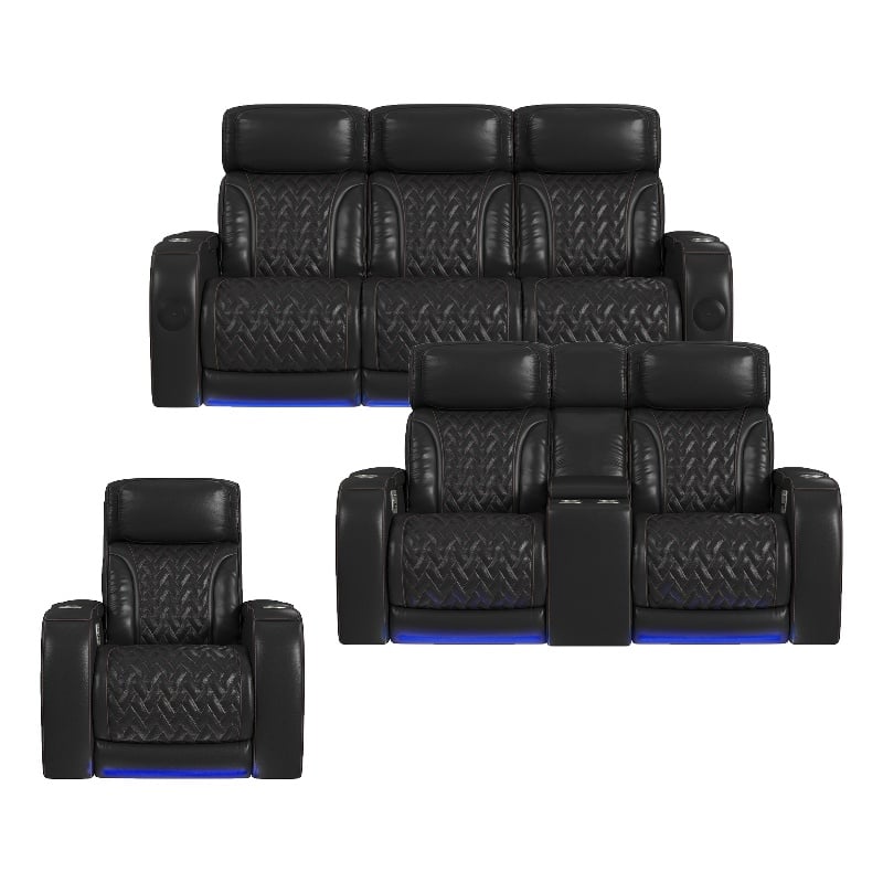 Picket House Furnishings Ascend P3 3PC Living Room Sofa Set in Jett Black/Red