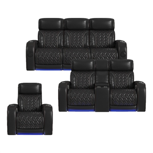 Picket House Furnishings Ascend P3 3PC Living Room Sofa Set in Jett Black/Red