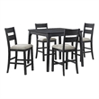 Picket House Furnishings Mendoza 5PC Counter Set w/ Table and 4 Chairs in Black