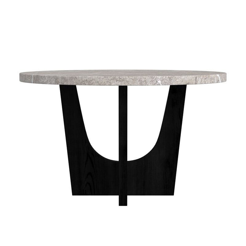 Picket House Furnishings Salem Round Counter Table w/ Grey Faux Marble - Black