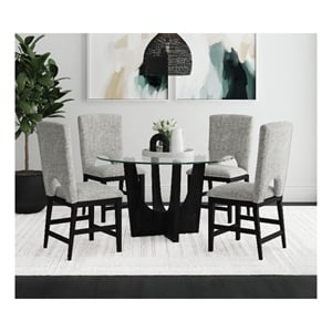 Picket House Furnishings Salem Round Counter Table with Glass Top in Black