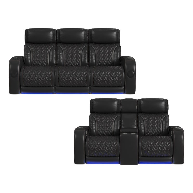 Picket House Furnishings Ascend P3 2PC Living Room Sofa Set in Jett Black/Red