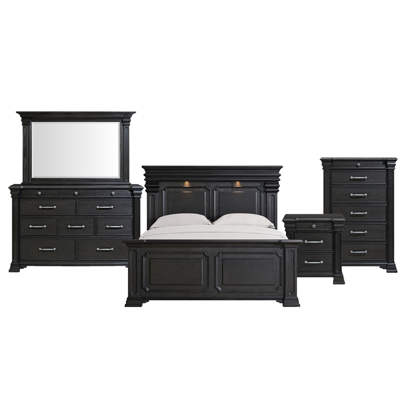 Picket House Furnishings Paterson King 5PC Bedroom Set in Black