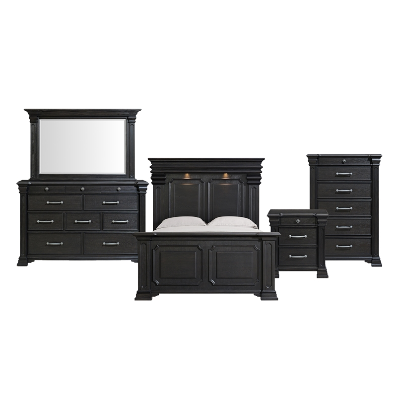 Picket House Furnishings Paterson Queen 5PC Bedroom Set in Black