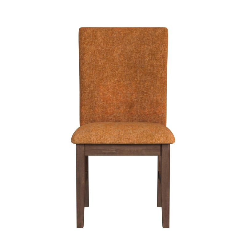 Picket House Furnishings Veronica Dining Side Chair with Orange Fabric in Walnut