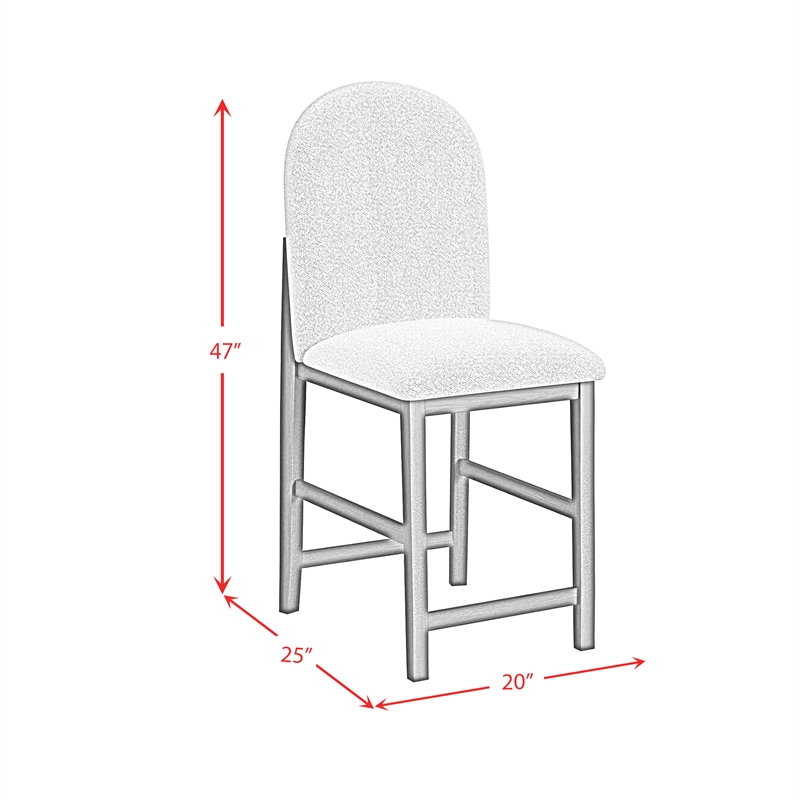 Picket House Furnishings Canal Round Back Barstool with Grey Fabric in Black