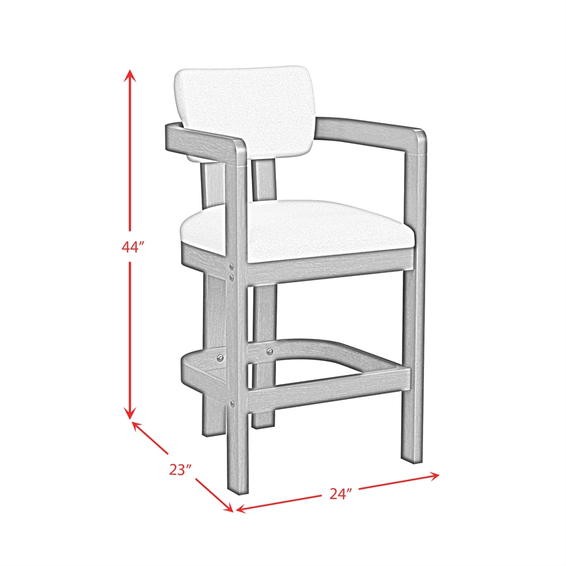 Picket House Furnishings Canal Arm Barstool with White Fabric in Black