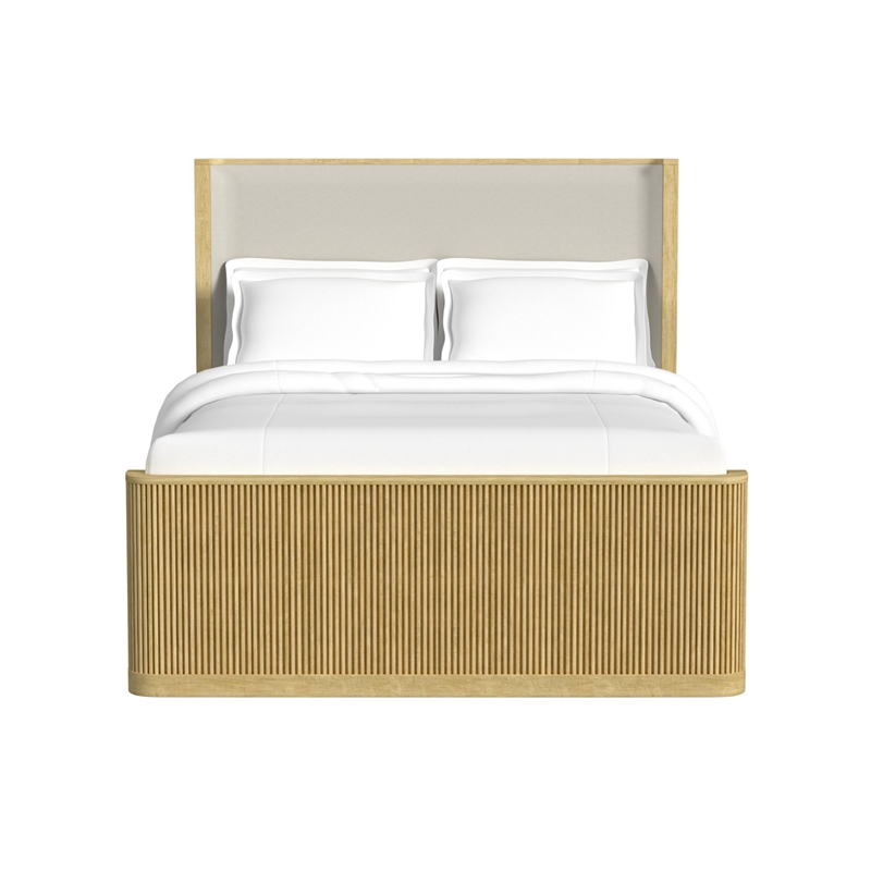 Picket House Furnishings Sutton Queen UPH Bed with White Fabric in Natural