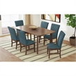 Picket House Furnishings Veronica 7PC Standard Height Dining Set in Walnut/Denim