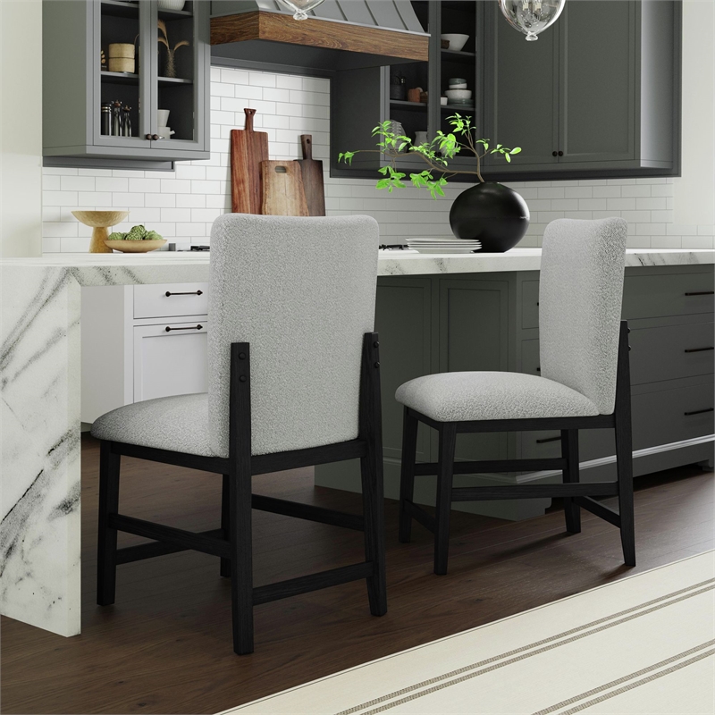 Picket House Furnishings Canal Square Back Counter Stool with Grey Fabric/Black