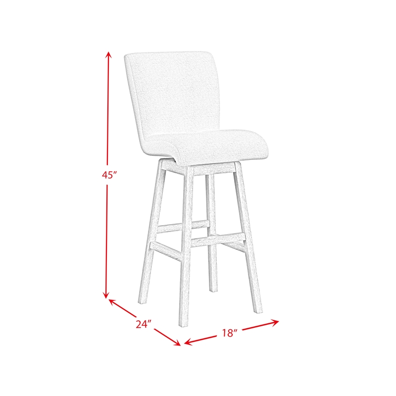 Picket House Furnishings Cambria UPH Swivel Bar Stool with Beige Boucle -Natural