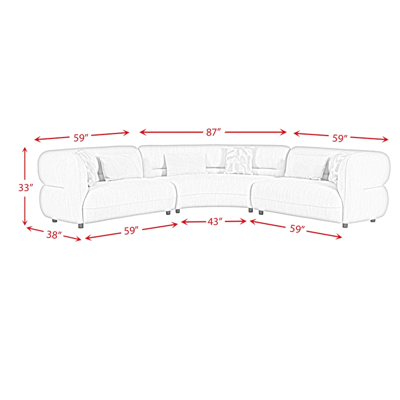 Picket House Furnishings Alessandra Sectional Set in Woolen Camel with 6 Pillows