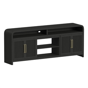 Picket House Furnishings Woodridge 82&quot TV Console without Fireplace Insert in Black with Grain