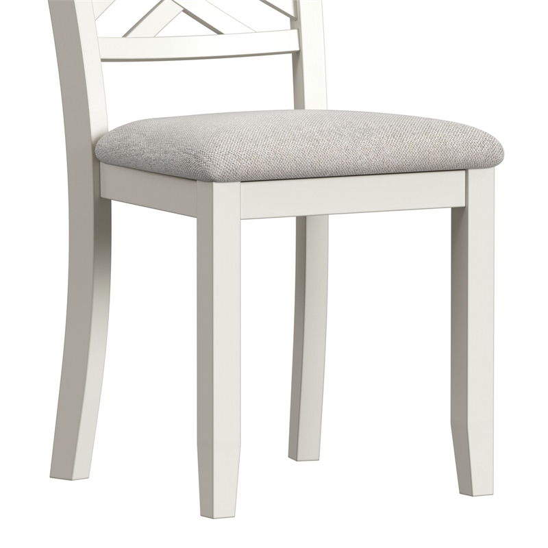 Picket House Furnishings Gill 6PC Dining Set with Table 4 Wood Back and UPH Seat Chairs and Bench in Medium Brown & White