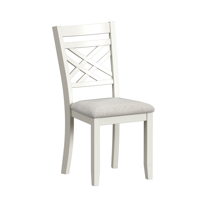Picket House Furnishings Gill 6PC Dining Set with Table 4 Wood Back and UPH Seat Chairs and Bench in Medium Brown & White