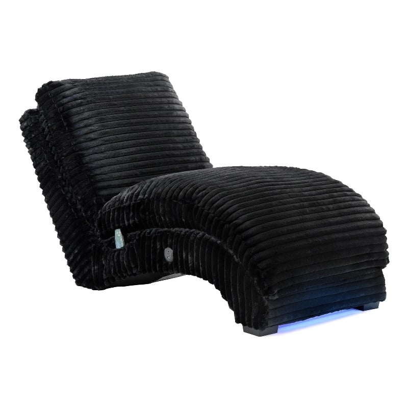 Picket House Furnishings York Chaise with Heat Massage USBC LED in Masis Black
