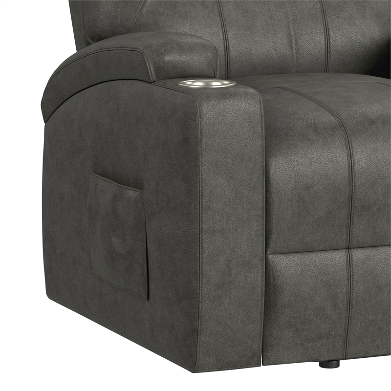 Picket House Furnishings Boston Lift Chair with Heat Massage in Simba DK Grey